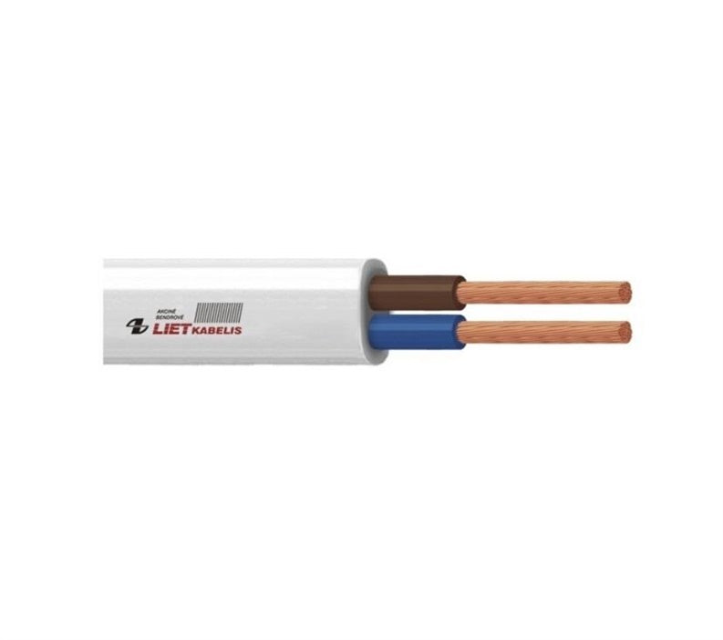 Kabelis Lietkabelis H05VVH2-F, 2 x 1 mm², baltas, 50 m
