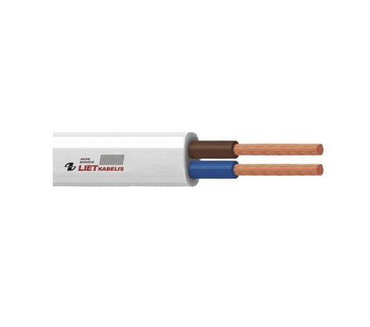 Cable Lietkabelis H05VVH2-F, 2 x 1 mm², white, 50 m