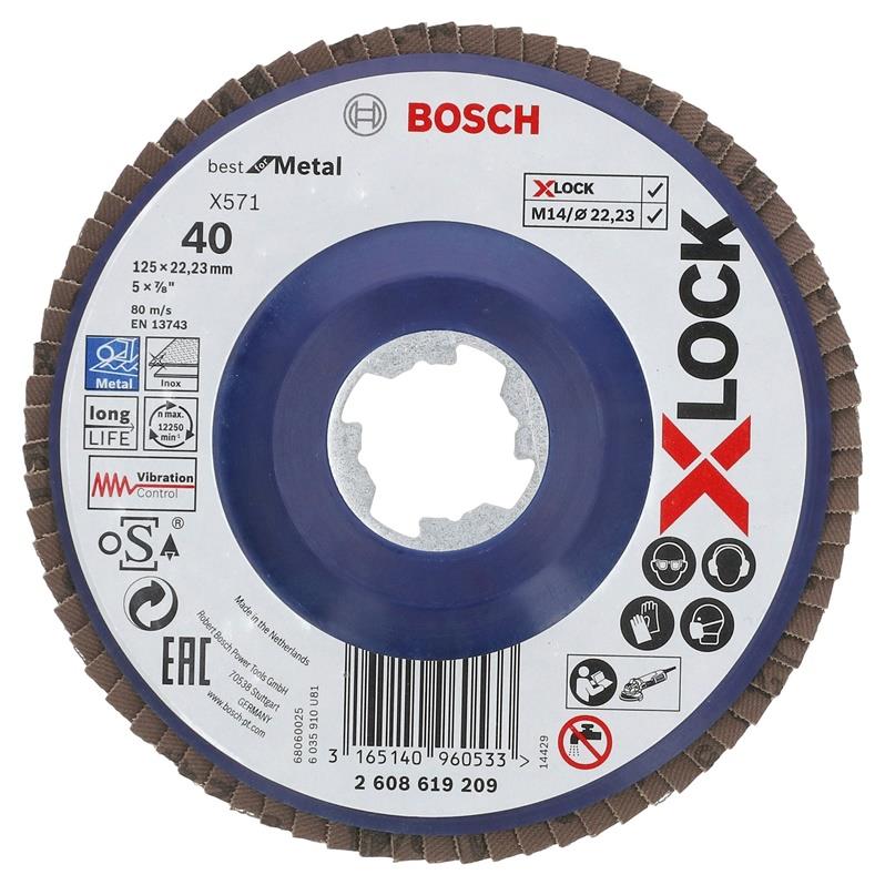 Flap disc BOSCH X-LOCK 125 mm, 40 grit