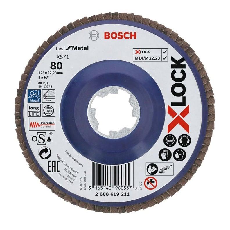 Flap disc BOSCH X-LOCK 125 mm, 80