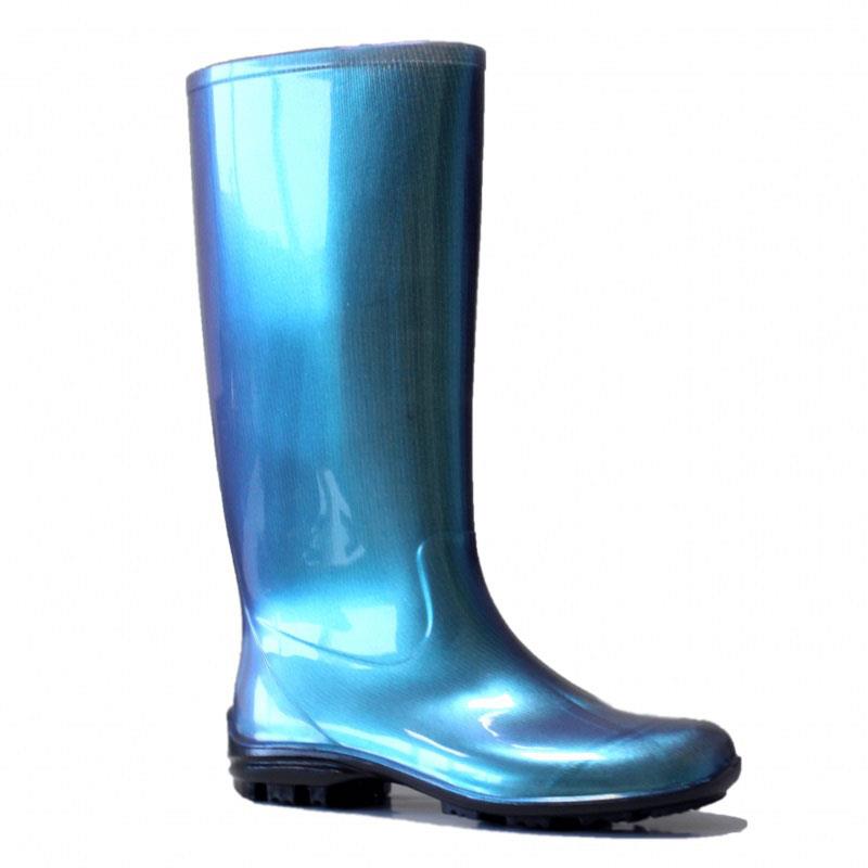 Women's long rubber boots 100P blue 41D