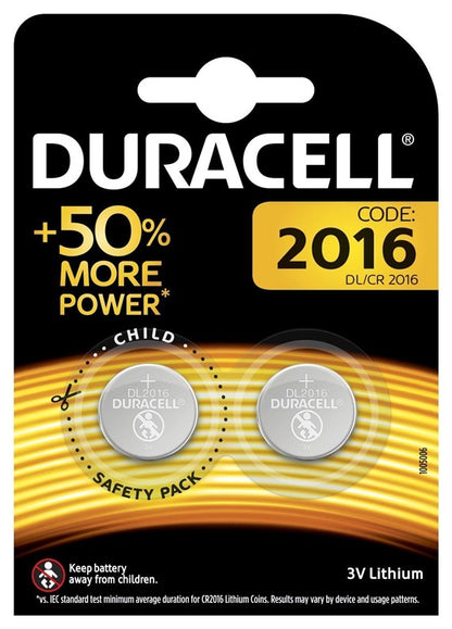 Batteries Duracell, CR2016, 3 V, 2 pcs.