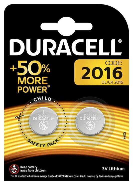 Batteries Duracell, CR2016, 3 V, 2 pcs.