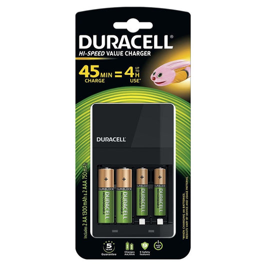 Duracell charger for rechargeable batteries + 2 AAA + 2 AA rechargeable batteries