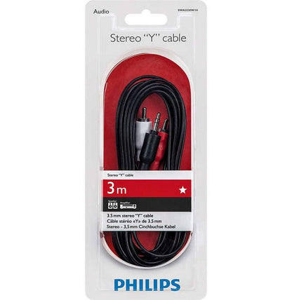 Kabel PHILIPS 3.5mm M, 2xRCA M, 3m, czarny SWA2520W/10