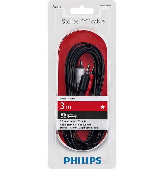 Kabel PHILIPS 3.5mm M, 2xRCA M, 3m, czarny SWA2520W/10