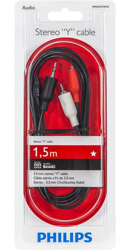 Cable PHILIPS 3.5mm M, 2xRCA M, 1.5m, black SWA2527W/10