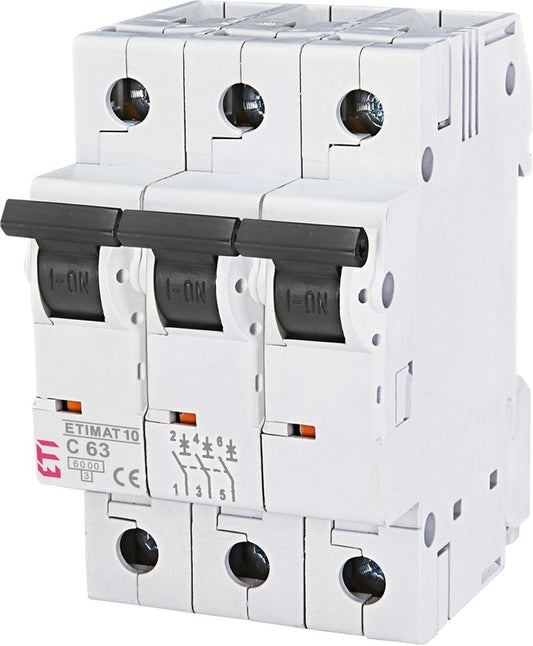Automatinis jungiklis ETIMAT6, 3P, C, 6 kA, 63A