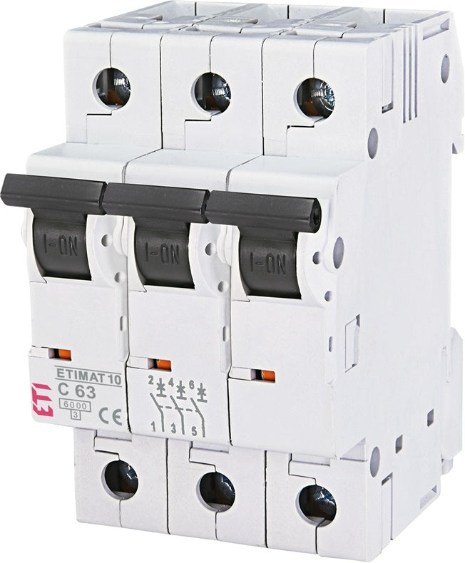 Automatic switch ETIMAT6, 3P, C, 6kA, 63A