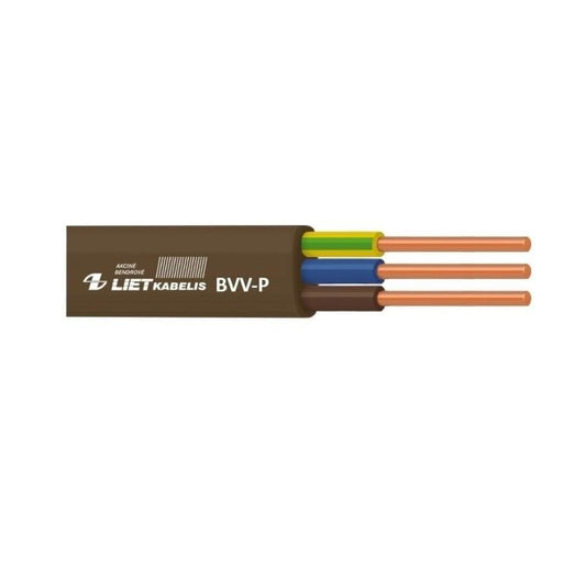 Kabelis Lietkabelis BVV-P, 3 x 2,5 mm², rudas