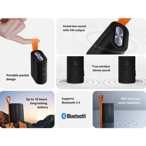 Xiaomi Mi Sound Pocket 5 W nešiojamas Bluetooth Outdoor kolonėlė QBH4269GL, juoda spalva