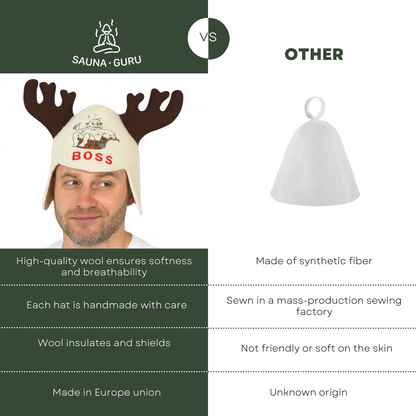 Sauna Hat 'Moose', 100% Wool