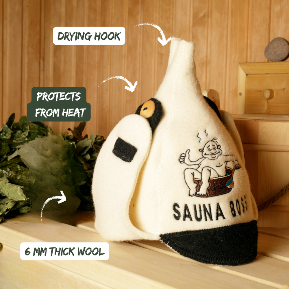 Sauna Hat 'Sauna Boss' 100% Wool