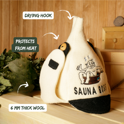 Sauna Hat 'Sauna Boss' 100% Wool