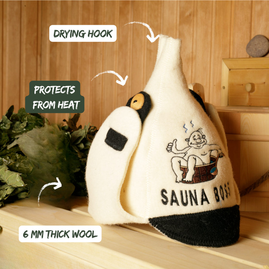 Czapka do sauny „Sauna Boss” 100% wełna