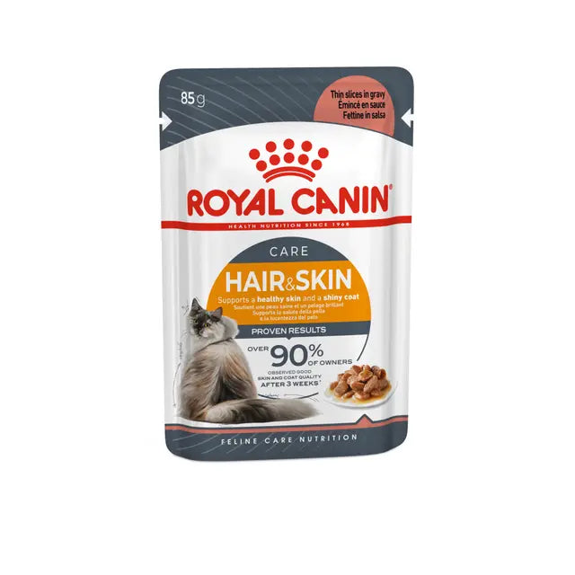 ROYAL CANIN Hair & Skin Care Gravy - Drėgnas Pašaras Suaugusioms Katėms 12x85g