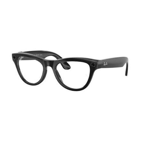Ray-Ban Meta Skyler Gen1 išmanieji akiniai su AI, Size 52-20, 2F / Cerulean Lense, Shiny, juoda / skaidri / mėlyna spalva
