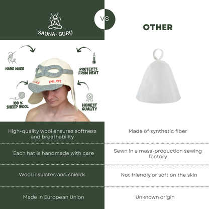 Sauna Hat 'Sauna Pilot' 100% Wool