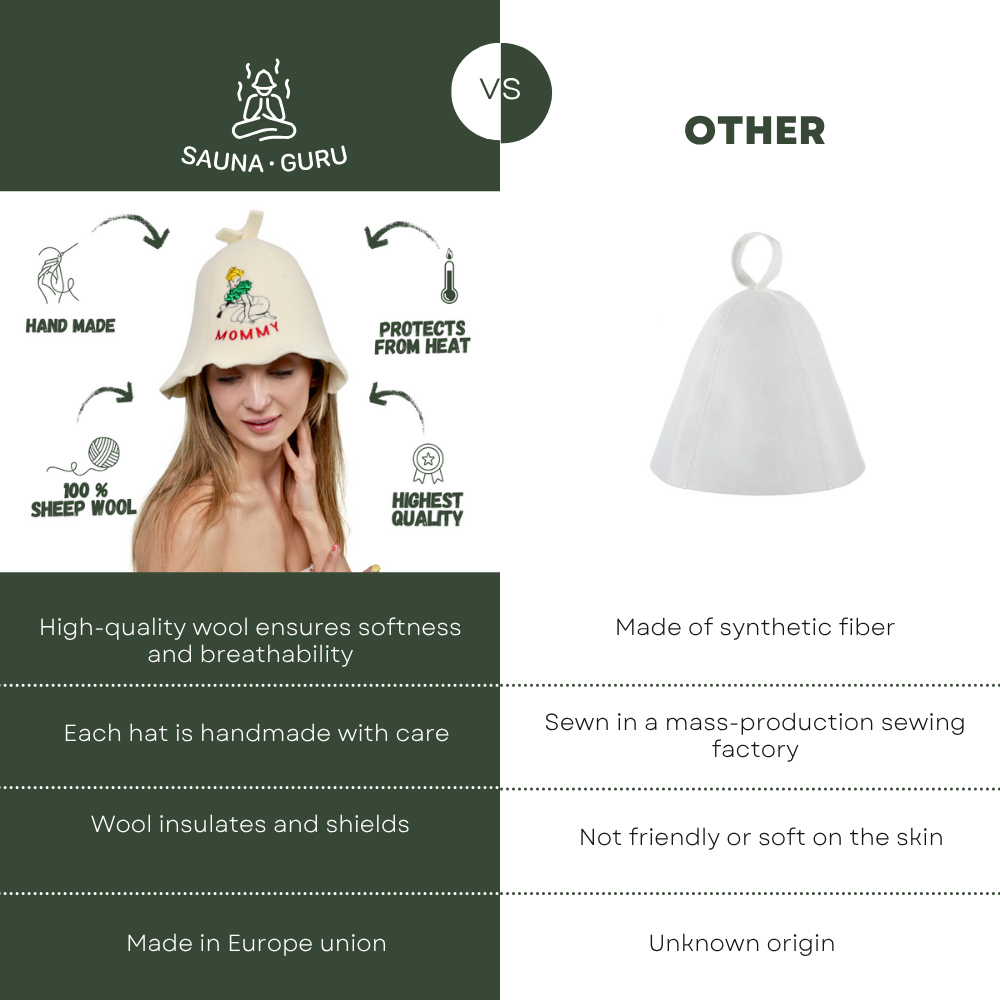 Czapka do sauny „Sauna Mommy” 100% wełna
