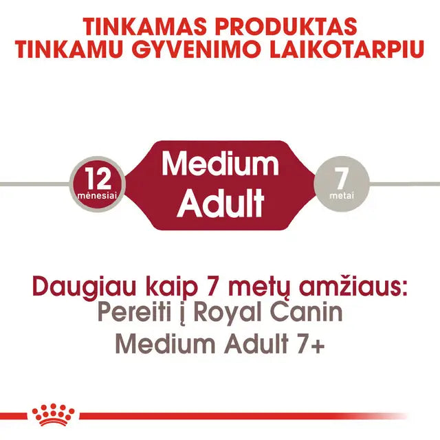 Royal Canin Medium Adult sausas pašaras - Suaugusiems vidutinių veislių šunims