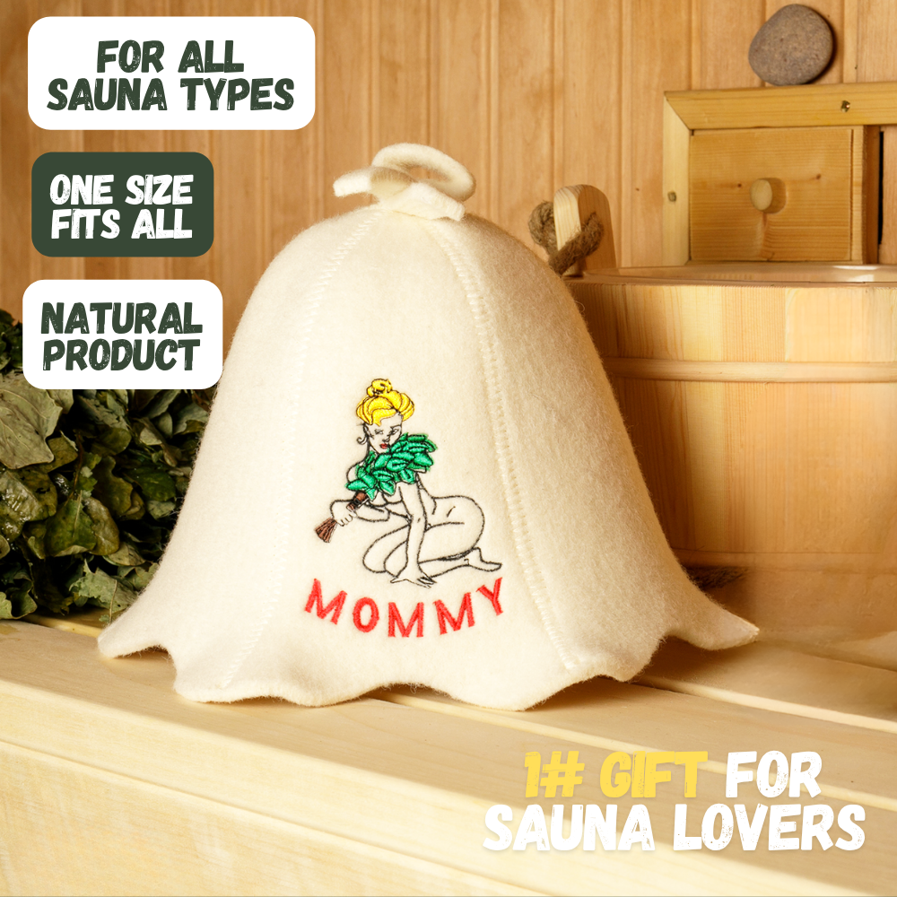 Czapka do sauny „Sauna Mommy” 100% wełna