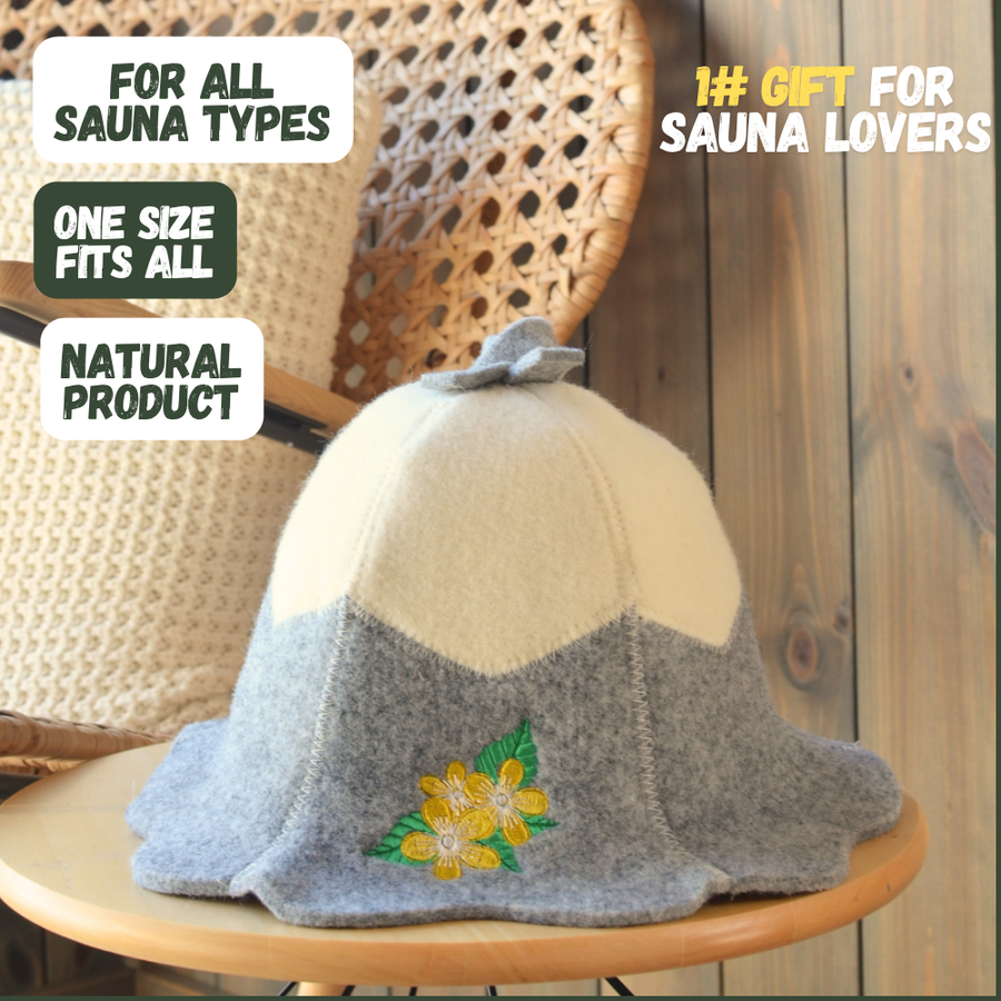 Sauna Hat 'Flowers' 100% Wool
