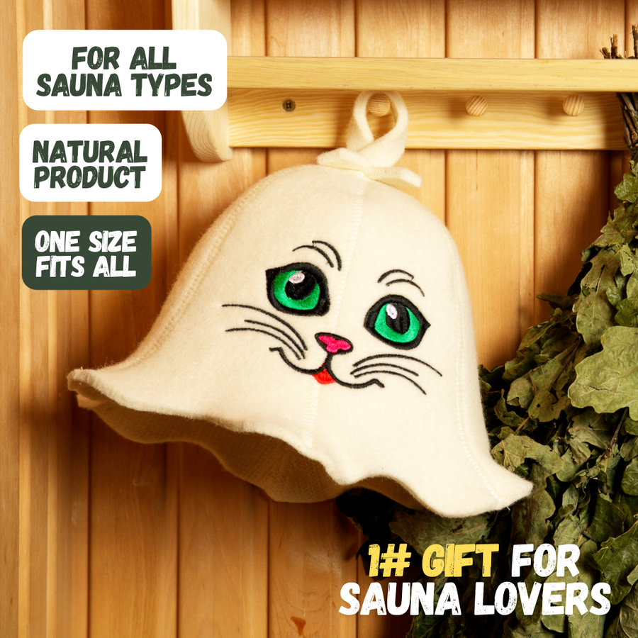 Sauna Hat 'Sauna Kitten' 100% Wool