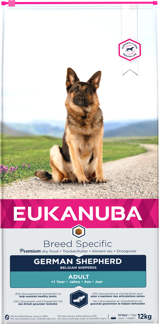 Eukanuba Breed Specific sausas maistas Vokiečių aviganiams su vištiena,  AB, 12 kg
