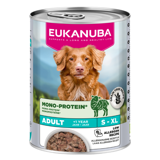 Eukanuba Special Care Monoprotein konservuotas maistas šunims su ėriena, 400 g