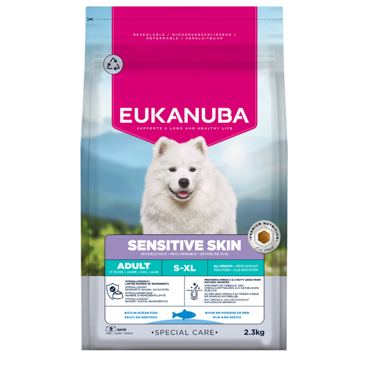 Eukanuba Special Care Sensitive skin sausas maistas šunims su žuvimi, AB, 2,3 kg