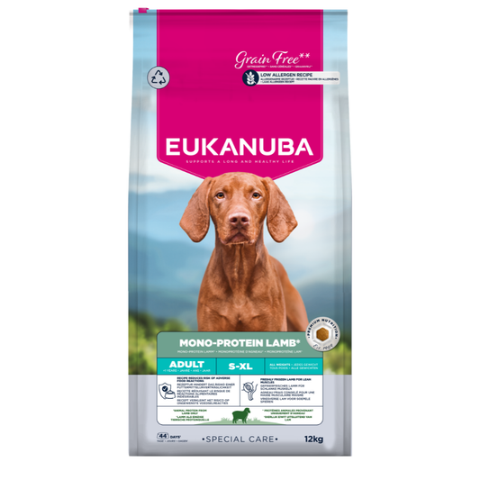 Eukanuba Special Care Monoprotein sausas maistas šunims su ėriena, AB, 12 kg