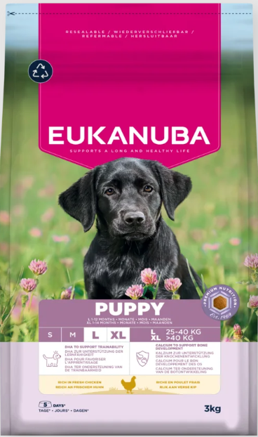 Eukanuba Life Care Puppy sausas maistas didelių veislių šuniukams su vištiena, L, 3 kg