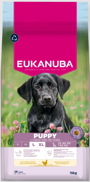 Eukanuba Life Care Puppy sausas maistas didelių veislių šuniukams su vištiena, L, 15 kg