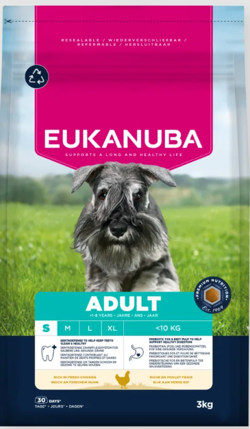 Eukanuba Life Care Adult sausas maistas mažų veislių šunims su vištiena, S, 3 kg