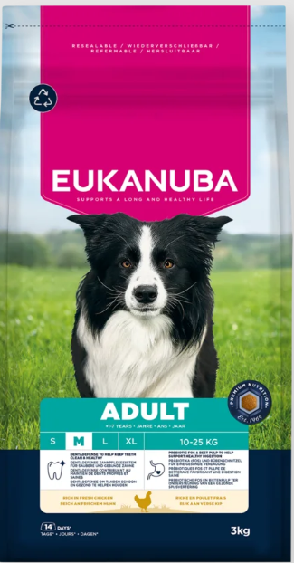 Eukanuba Life Care Adult sausas maistas vidutinių veislių šunims su vištiena, M, 3 kg