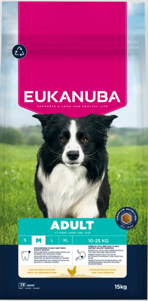 Eukanuba Life Care Adult sausas maistas vidutinių veislių šunims su vištiena, M, 15 kg