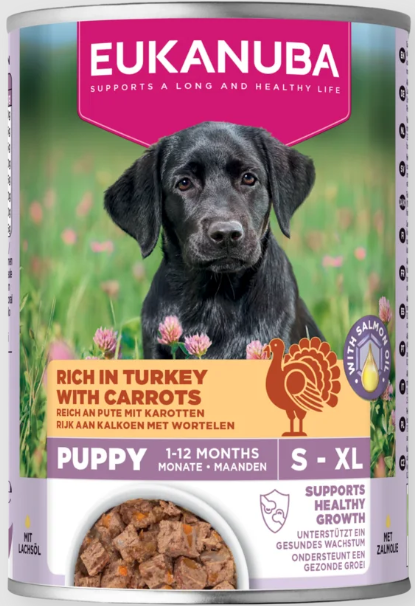 Eukanuba konservuotas maistas šuniukams su kalakutiena ir morkomis, 400 g