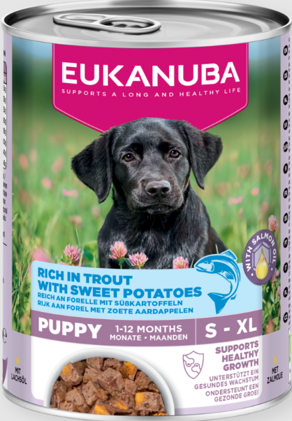 Eukanuba konservuotas maistas šuniukams su upėtakiu ir batatais, 400 g