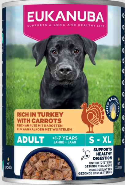 Eukanuba konservuotas maistas šunims su kalakutiena ir morkomis, 400 g