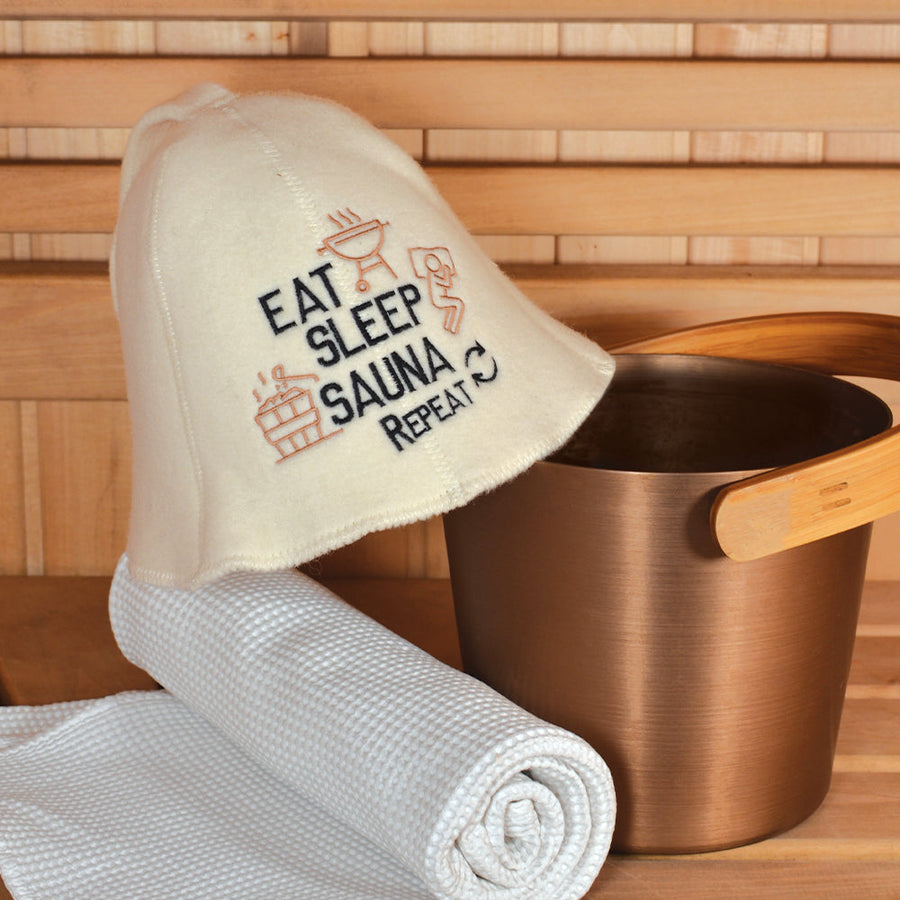 Czapka do sauny „Sauna Repeat” 100% wełna