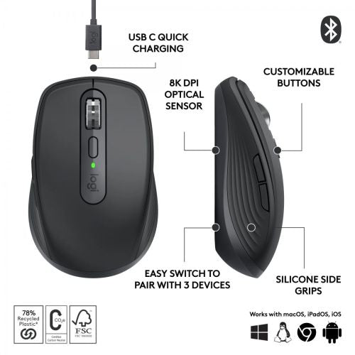 Logitech pelė belaidis MX Anywhere 3S skirtas Business (910-006929), grafito spalva
