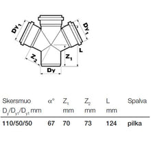 Trójnik kanalizacyjny wewnętrzny Wavin, Ø 50/50/110 mm, 67°