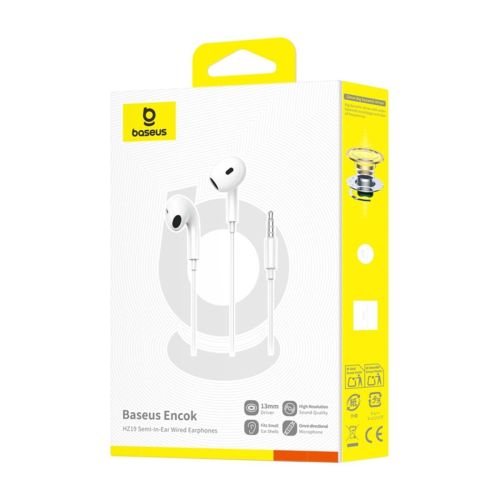 Baseus ausinės Encok HZ19 laidinis su mikrofonas (A00182301213-00), balta spalva