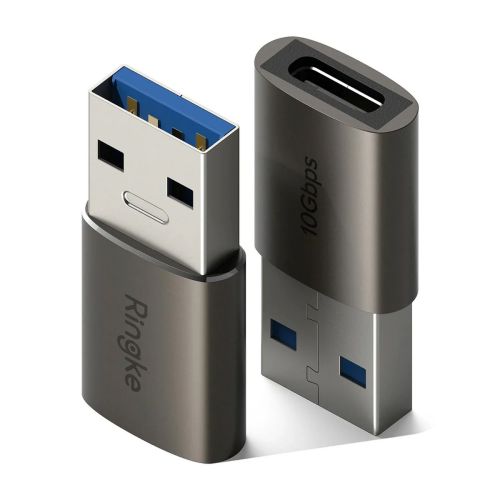 Ringke keitiklis USB Male To Type-C Female (2 vnt.) Gunmetal, juoda spalva