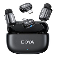 BOYA mikrofonas belaidis Mini 2-01 2.4GHz, su 2 transmitters ir 2 receivers (Type-C ir Lightning), juoda spalva