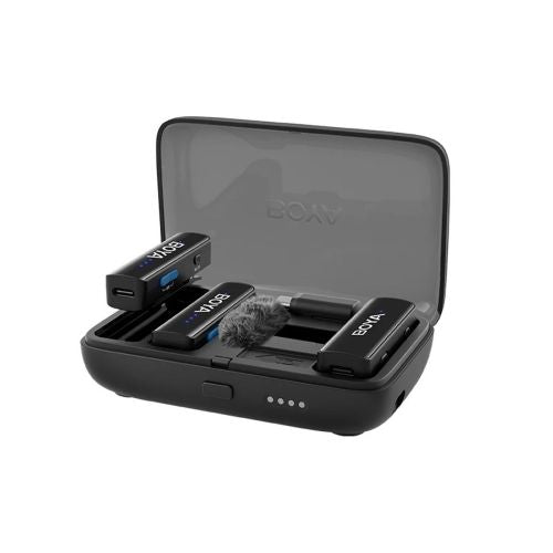 BOYA mikrofonas belaidis BOYALINK-2 C2 su 2 transmitter ir 1 receiver (Type-C/ 3.5 mm connector), juoda spalva