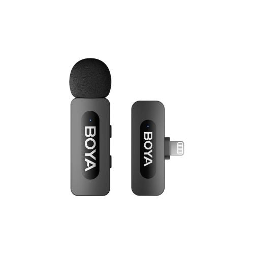 BOYA mikrofonas belaidis BY-V1 V2.0 2,5GHz su 1 transmitter ir 1 receiver (Lightning), juoda spalva