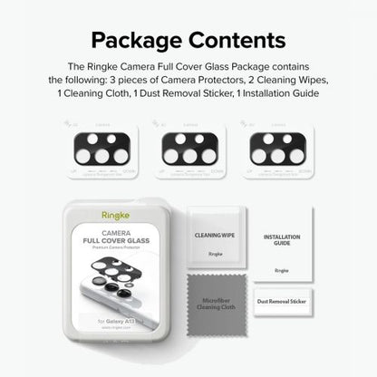 Ringke Galaxy A13 4G kamera apsauga Full Cover stiklas package (3 pcs), juoda spalva