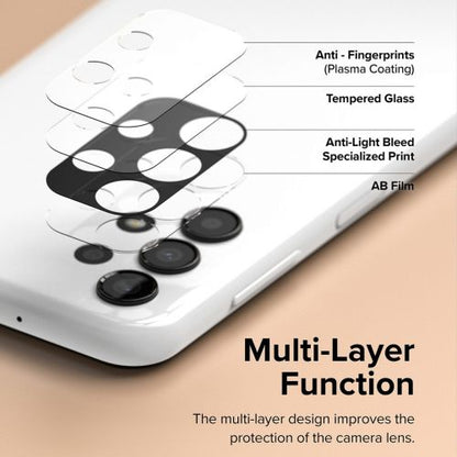 Ringke Galaxy A13 4G kamera apsauga Full Cover stiklas package (3 pcs), juoda spalva