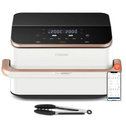 Cosori Dual Blaze TwinFry Smart karšto oro gruzdintuvė 10L CAF-TF101S-WEUR, balta spalva